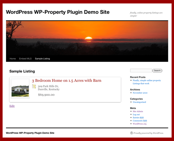 WP-Property sample listings page