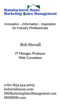 Bob Stovall's MHMSM Business Card front