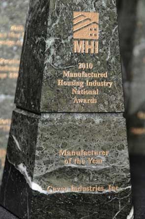 Manufacturer of the Year Award presented to Cavco Industries, Inc. at MHI Congress and Expo 2010, Photo courtesy MHI, Lisa Stewart Photography