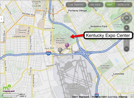 Map of area around Kentucky Exposition Center